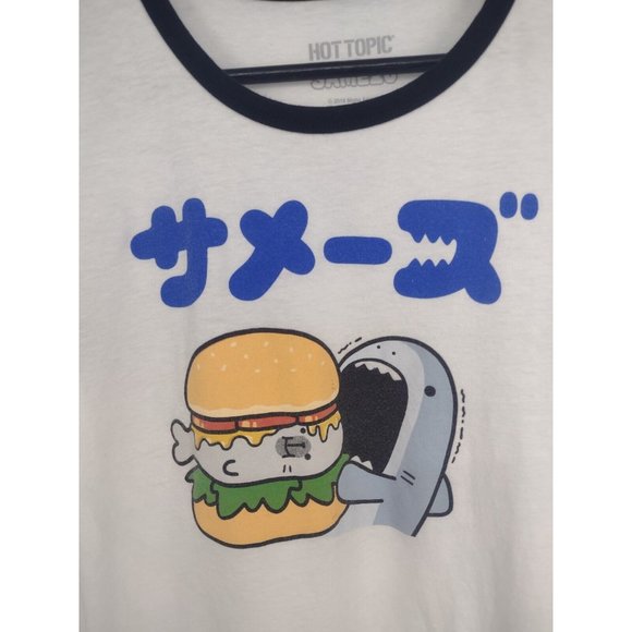 Hot Topic Samezu Shark & Seal Burger Ringer T-Shirt Womens M - Picture 2 of 5